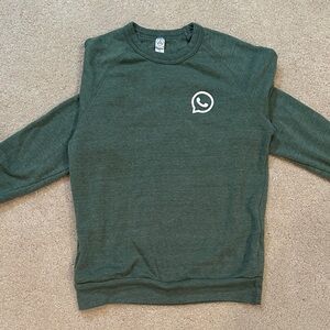 Alternative Apparel Dark Green Crewneck Sweater with WhatsApp Logo